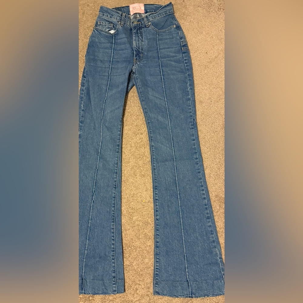 Revice Denim Medium Wash High Rise Star Stitch Back Flare Jeans Size 25 - Picture 4 of 11